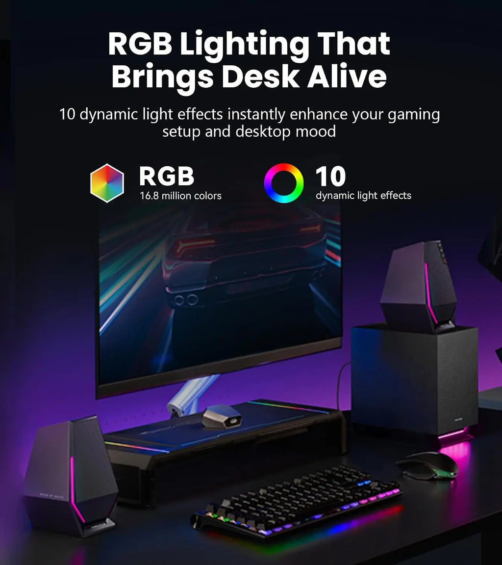 G1500 MAX 2.1 RGB Light Gaming Speakers with 4" Wood Subwoofer