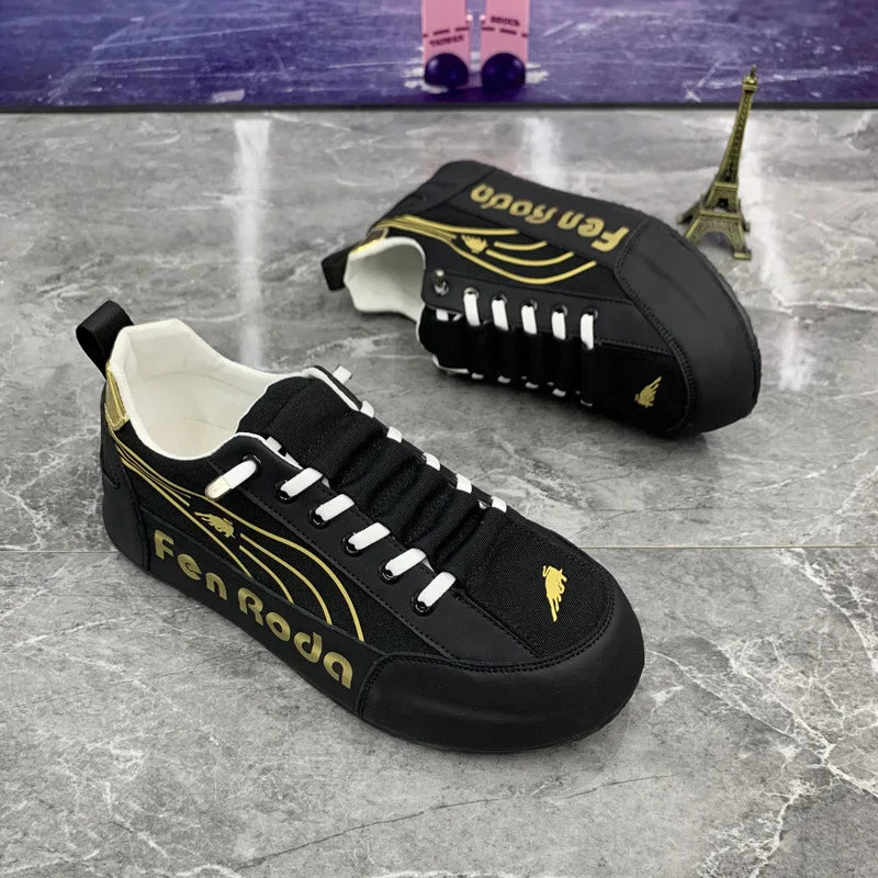 Men Chunky Sneakers Fashion Casual Secondary Leather Cowhide Fabric Breathable Increased Internal Cover Bottom Platform Shoes