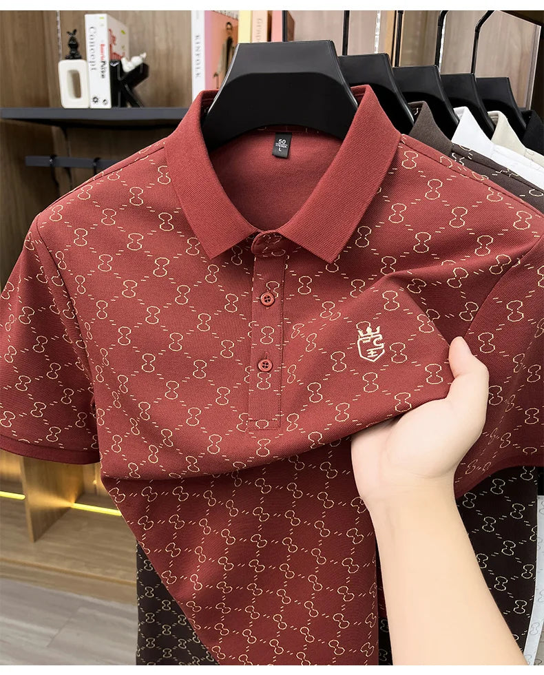 Designer brand short sleeve men's polo shirt new high-end printed summer breathable personalized fashion youth casual T-shirt