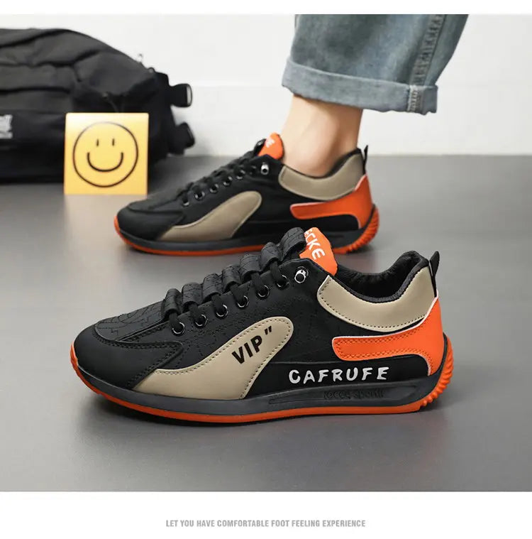Sneakers Casual Men Retro Running Shoes Fashion Microfiber Leather Fabric Breathable Height Increased Flat Platform Board Shoes