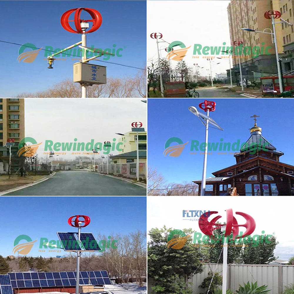 5000W 12V 24V 48V Wind Turbine Generator 5KW Vertical Axis Maglev Windmill With Hybrid Charge Controller For Home Use