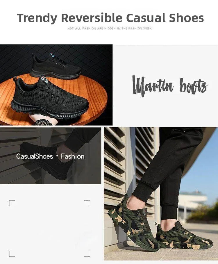 Unisex Camouflage Hiking Shoes Outdoor Training Worksite Safety Shoes Spring Summer Cotton Lined Leather Casual Shoes