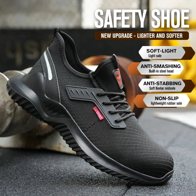Lightweight Safety Shoes Men Steel Toe Sneakers Puncture Proof Breathable Safety Boots Man Dangerous Construction Work Foorwear