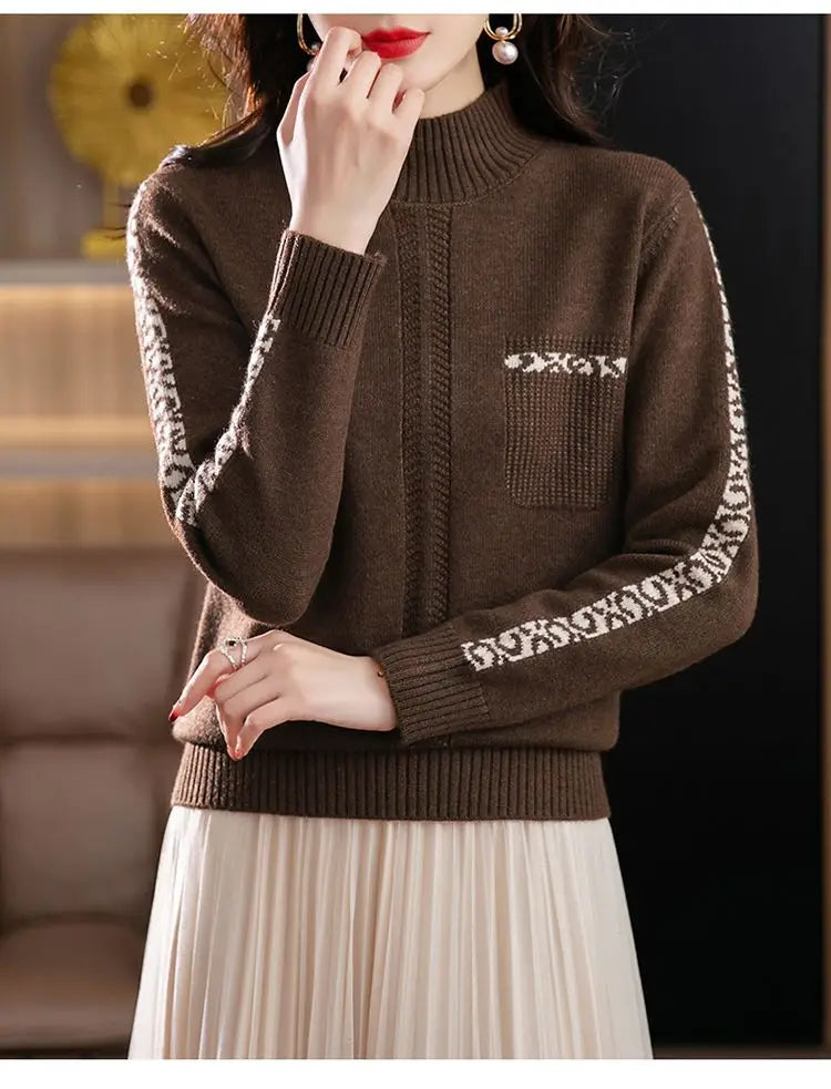 Pull Femme New High Collar Ladies Pullovers Long Sleeve Autumn Winter Knitwears Vintage Warm Sweaters For Women 2026 Bottom Tops