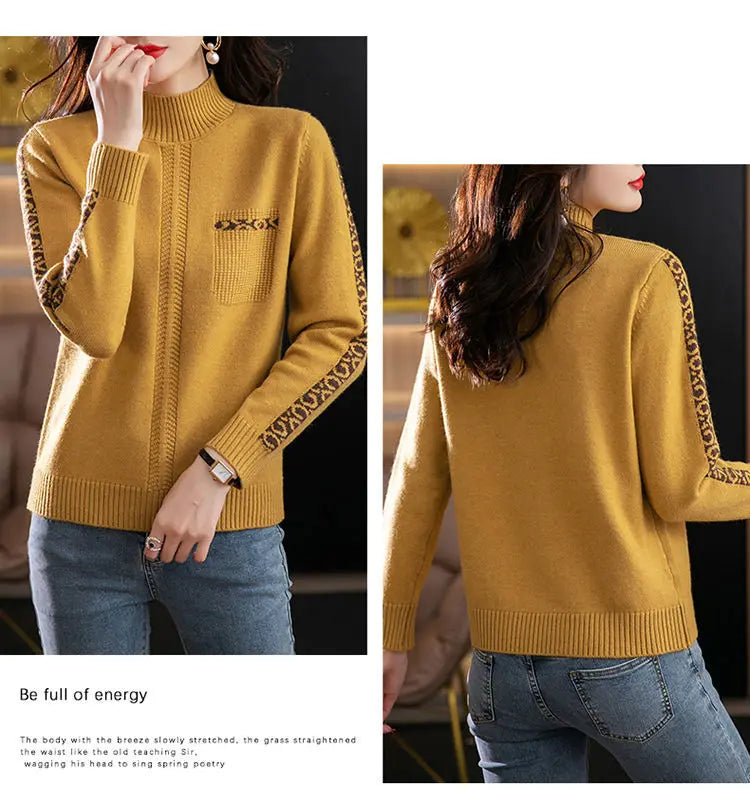 Pull Femme New High Collar Ladies Pullovers Long Sleeve Autumn Winter Knitwears Vintage Warm Sweaters For Women 2026 Bottom Tops