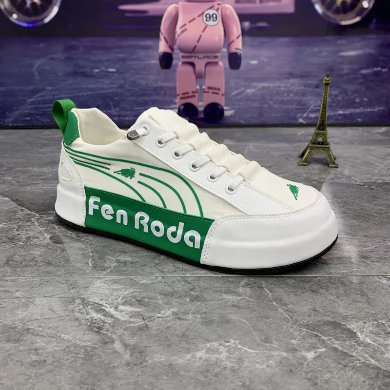 Men Chunky Sneakers Fashion Casual Secondary Leather Cowhide Fabric Breathable Increased Internal Cover Bottom Platform Shoes