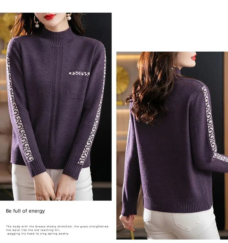 Pull Femme New High Collar Ladies Pullovers Long Sleeve Autumn Winter Knitwears Vintage Warm Sweaters For Women 2026 Bottom Tops