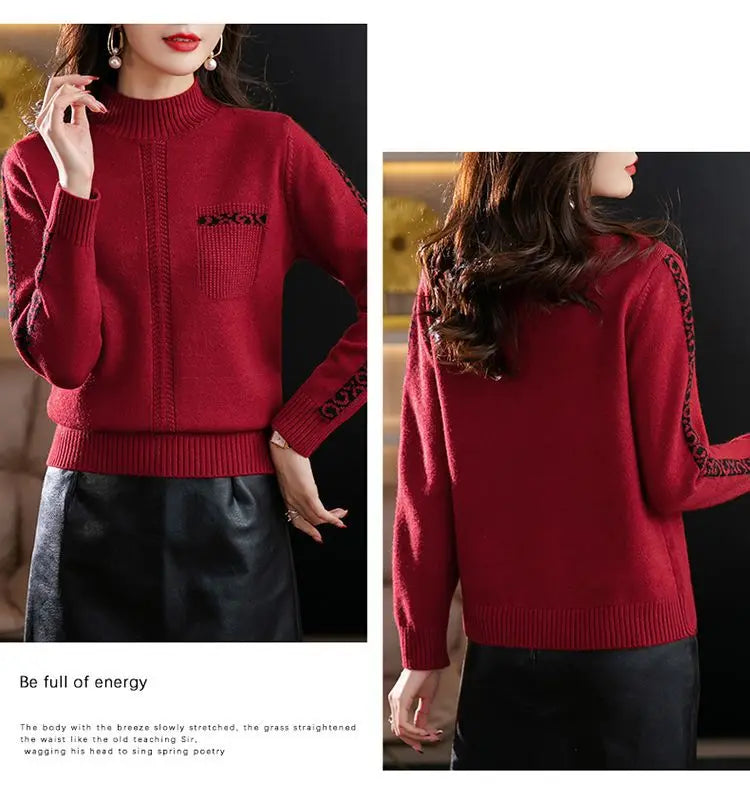 Pull Femme New High Collar Ladies Pullovers Long Sleeve Autumn Winter Knitwears Vintage Warm Sweaters For Women 2026 Bottom Tops
