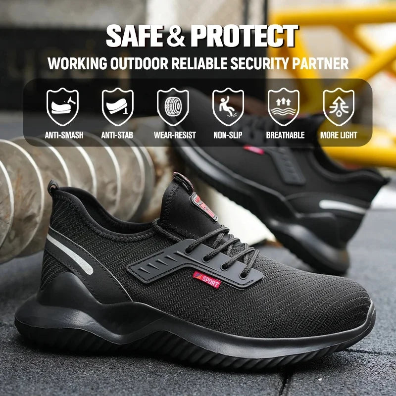 Lightweight Safety Shoes Men Steel Toe Sneakers Puncture Proof Breathable Safety Boots Man Dangerous Construction Work Foorwear
