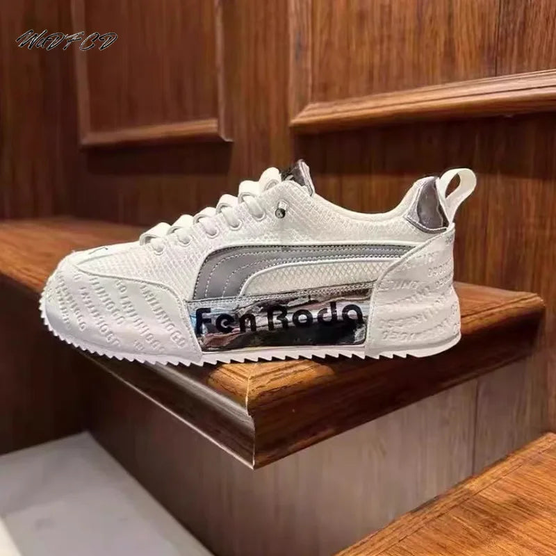 Sneakers Casual Mens Designer Cover Bottom Board Shoes Fashion Leather Fabric Breathable Increased Internal Platform Sport Shoes